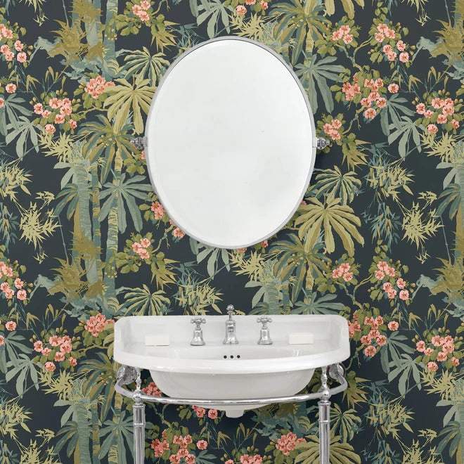 Bamboo Garden Navy Room Wallpaper