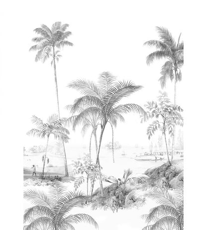 Exotic Palms Mural - Gray