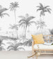 Exotic Palms Room Mural - Gray
