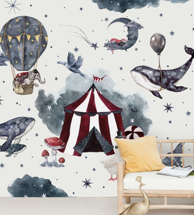 Milky Way Theatre Nursery Room Mural - Blue