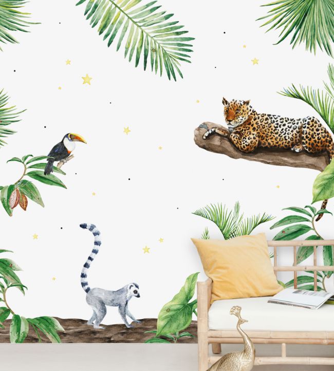 Jungle Tiger Room Mural - Green