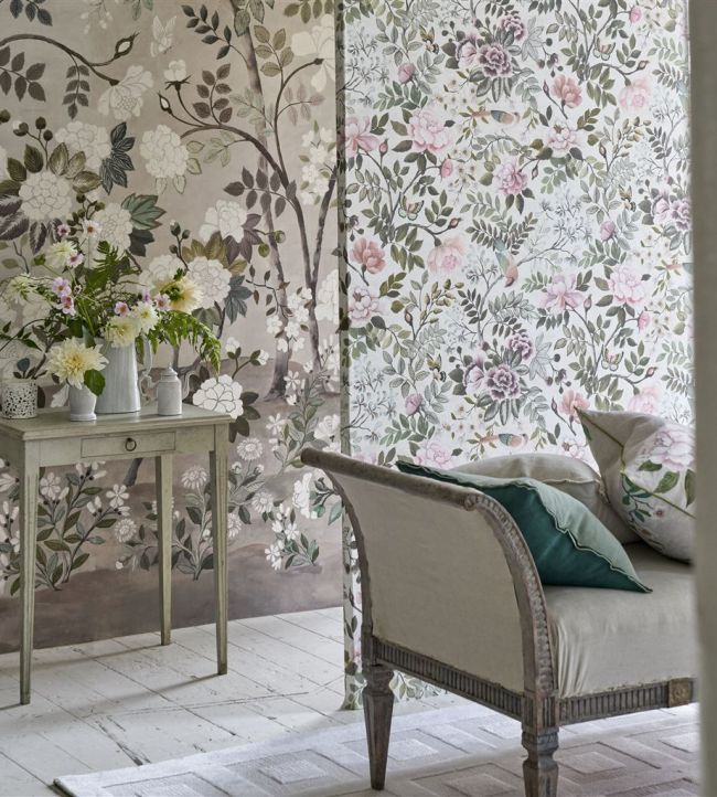 Fleur Orientale Room Wallpaper - Pink