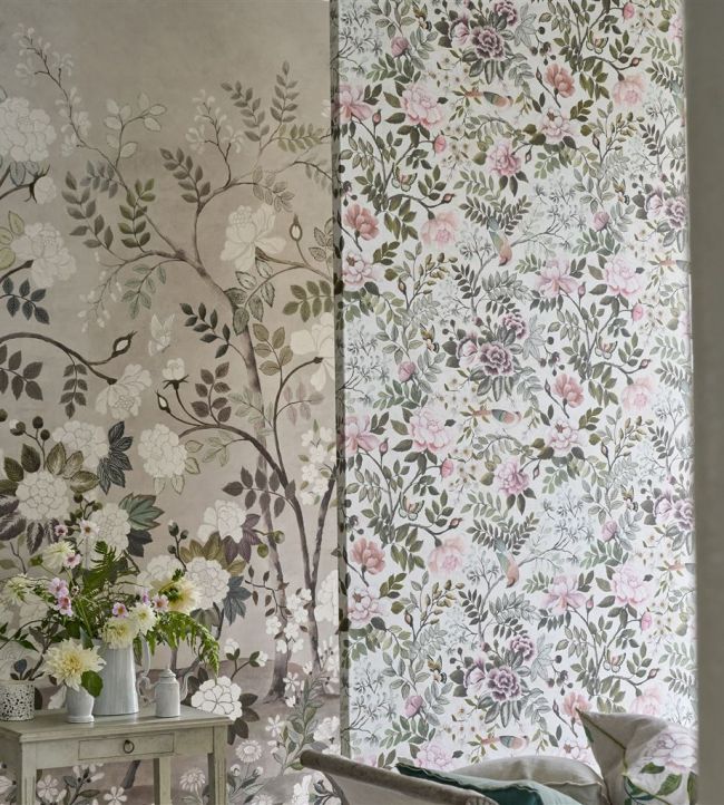 Fleur Orientale Room Wallpaper - Pink