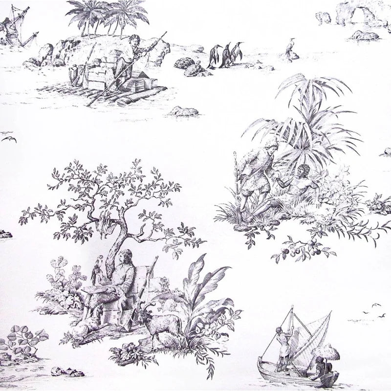 Robinson Crusoe Wallpaper - Gray