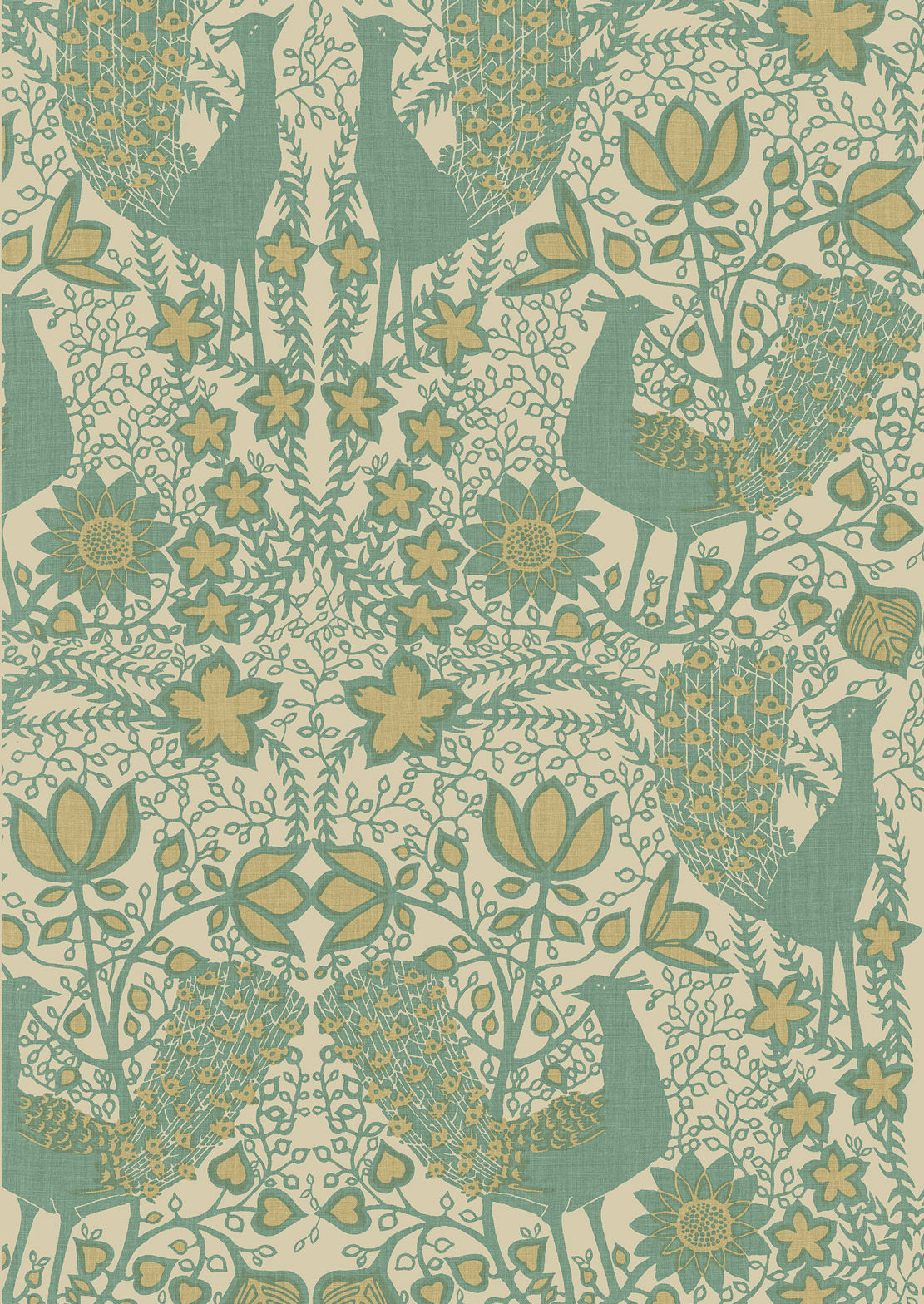 Peacock Fabric - Green - Lewis & Wood