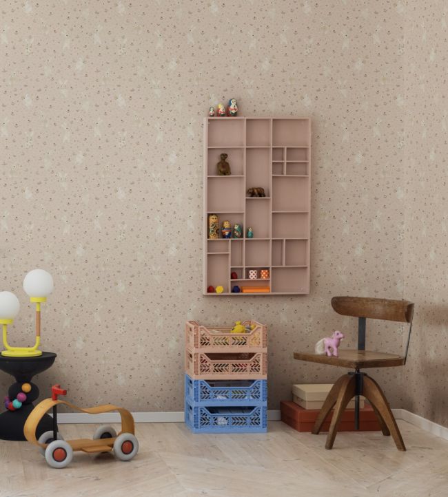 Bunny Field Nursey Room Wallpaper - Pink