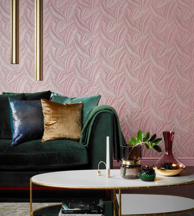 Tropical Leaf Room Wallpaper - Pink
