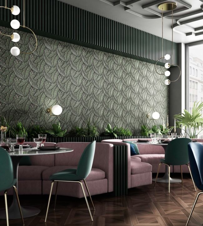 Tropical Leaf Room Wallpaper - Gray