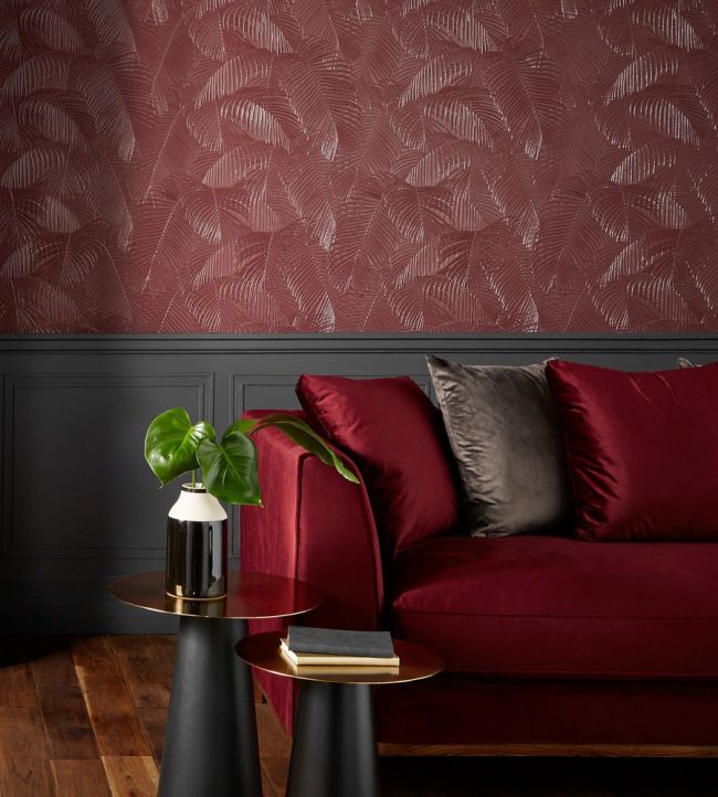 Palm Room Wallpaper - Red