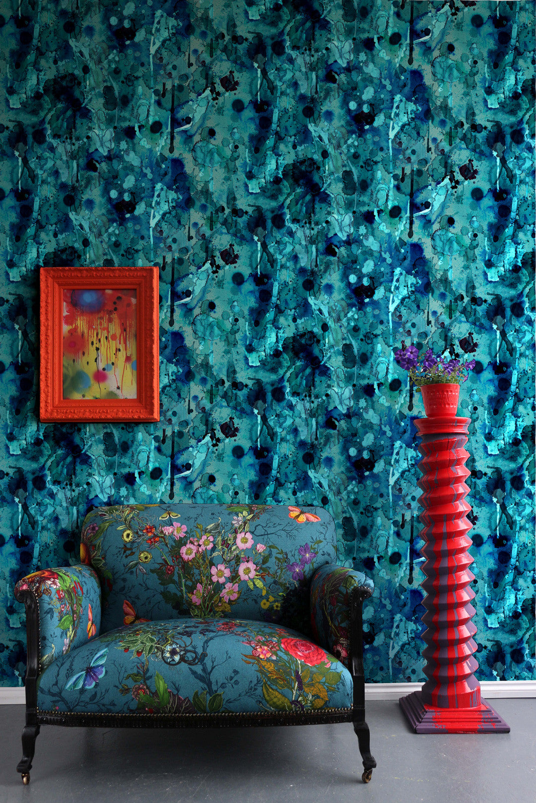 Storm Blotch Superwide Room Wallpaper 2 - Blue
