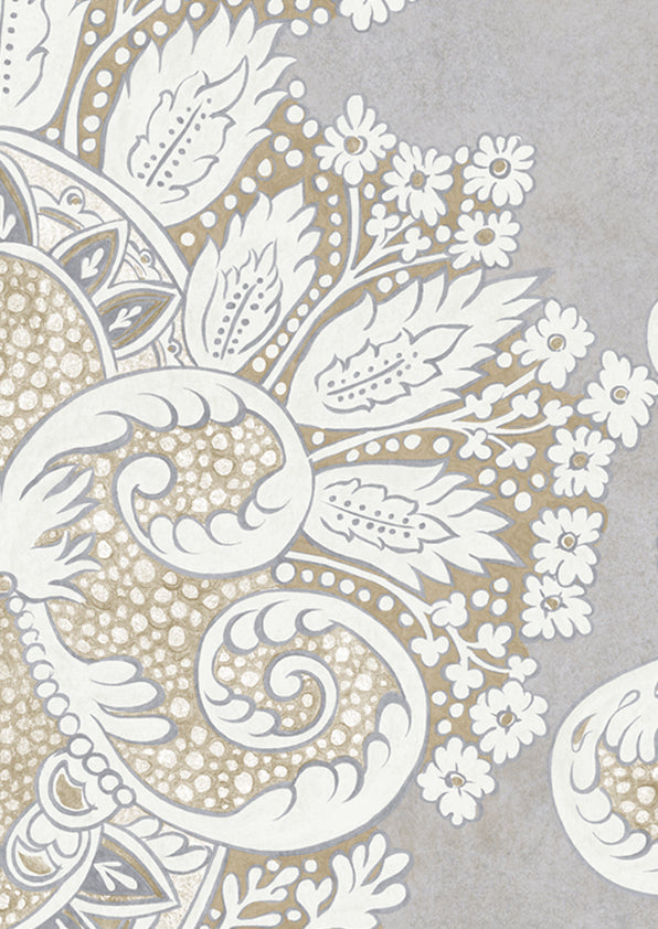 Rococo Wallpaper - Silver - Lewis & Wood