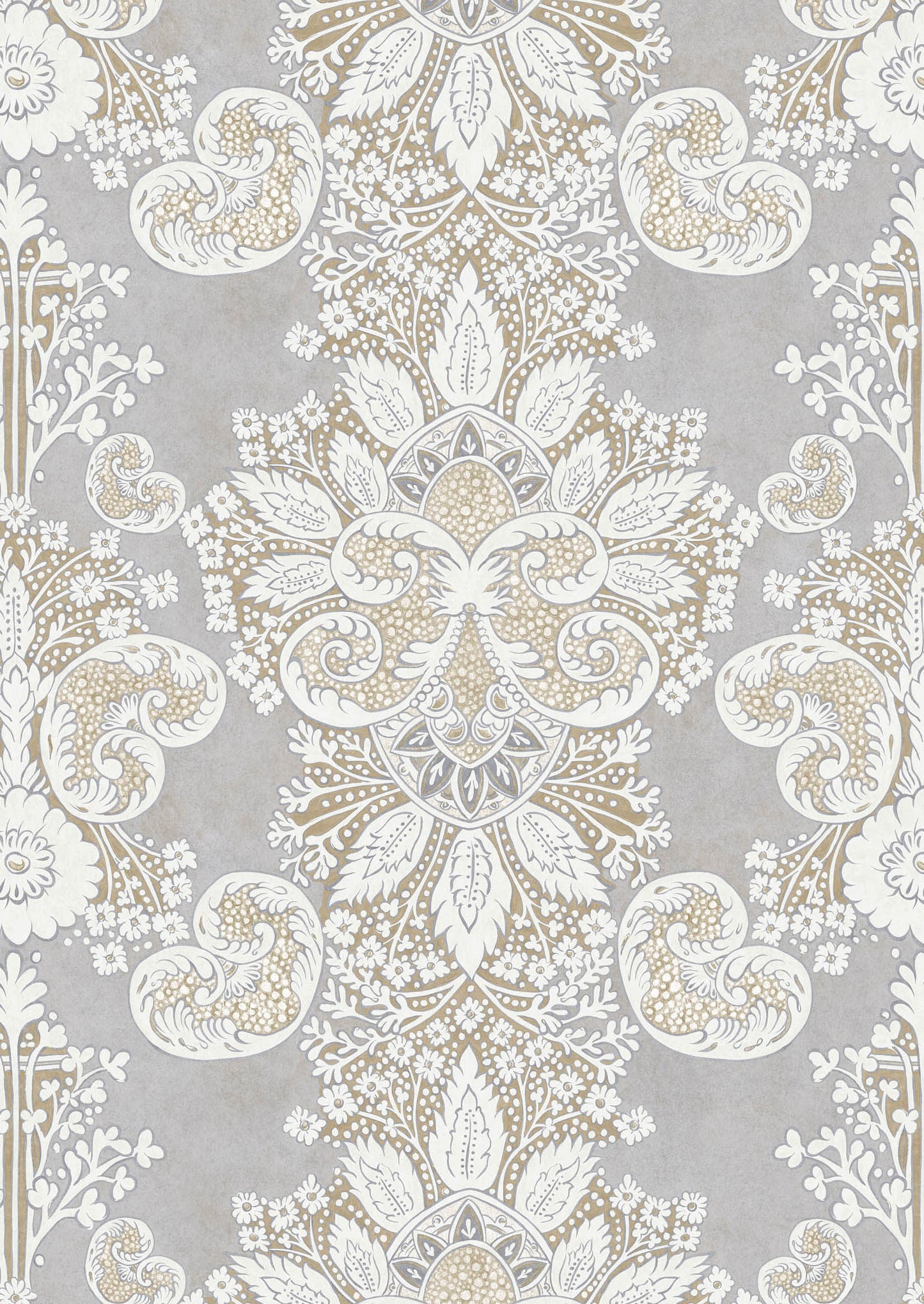 Rococo Wallpaper - Silver - Lewis & Wood