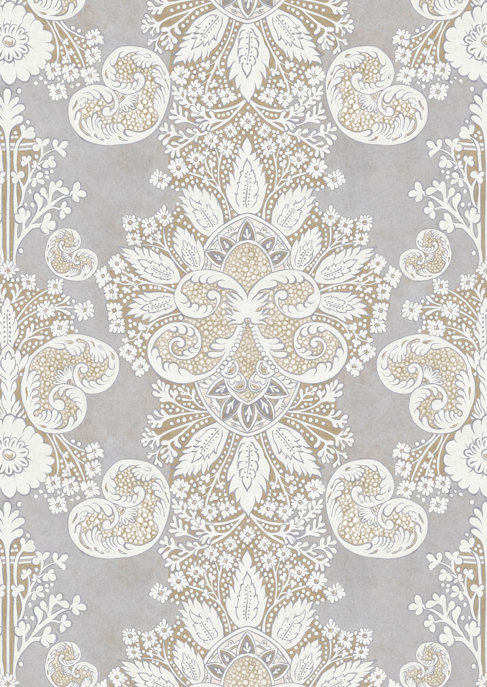 Rococo Wallpaper - Silver - Lewis & Wood