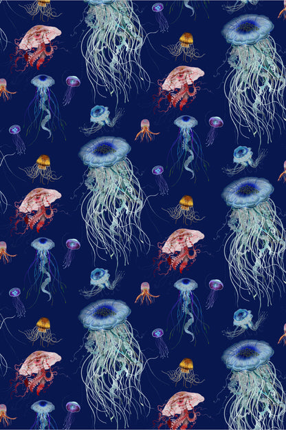 Jellyfish Foil Wallpaper - Blue