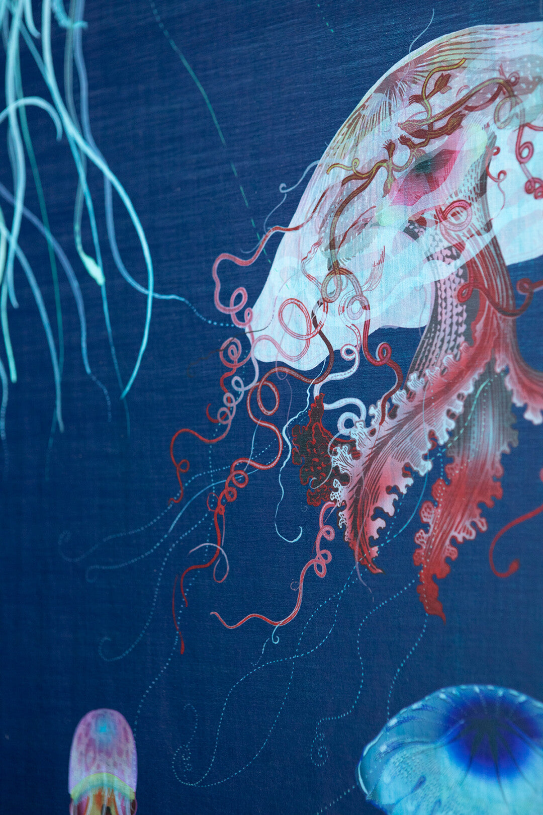 Jellyfish Foil Room Wallpaper 2 - Blue
