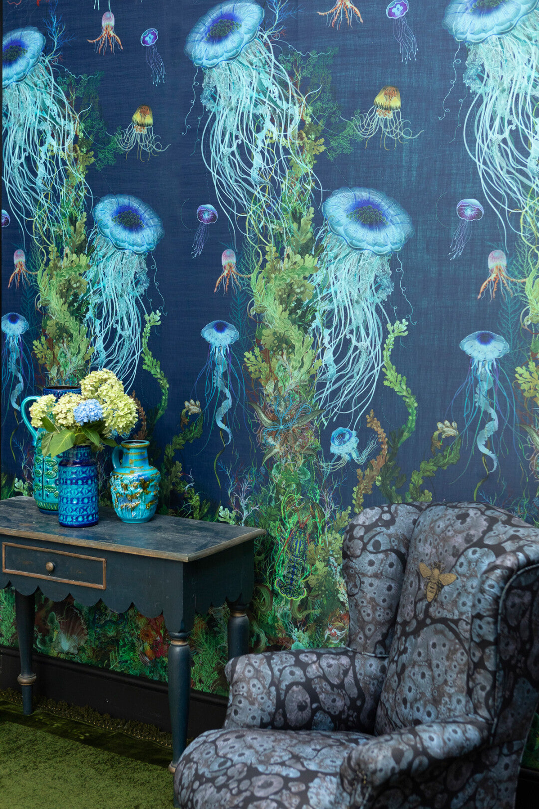 Jellyfish Room Wallpaper Panel 2 - Blue