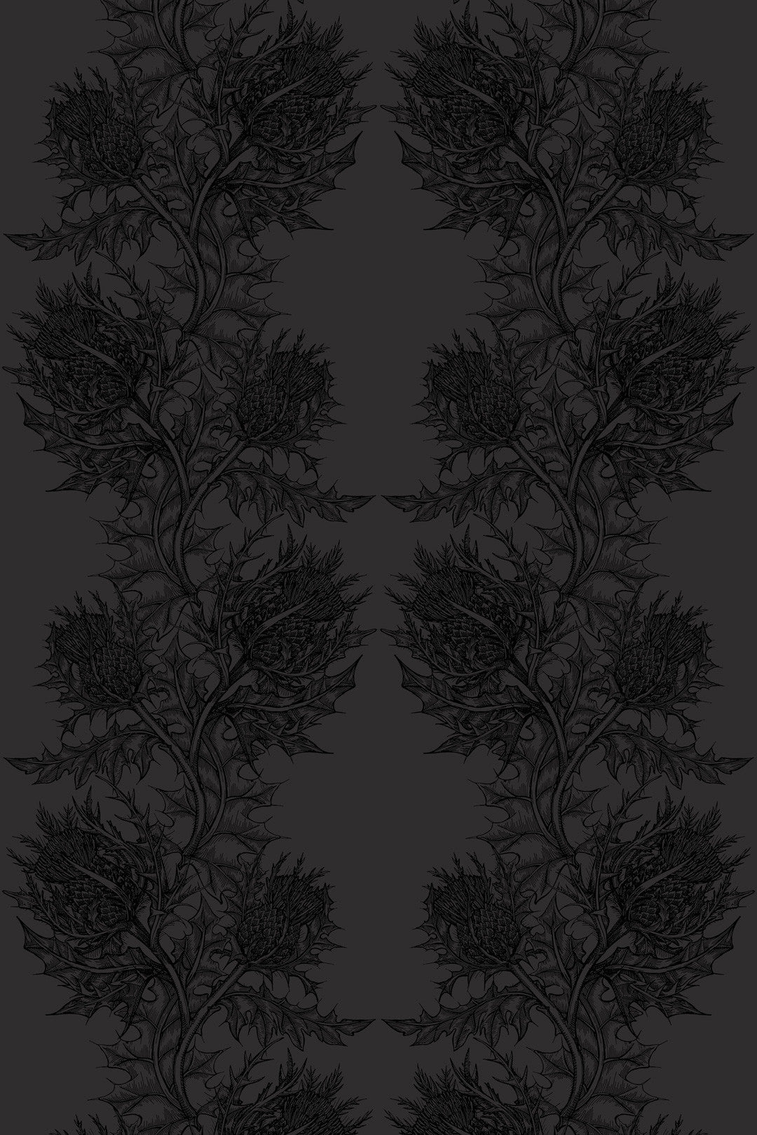 Superwide Thistle Wallpaper - Gray