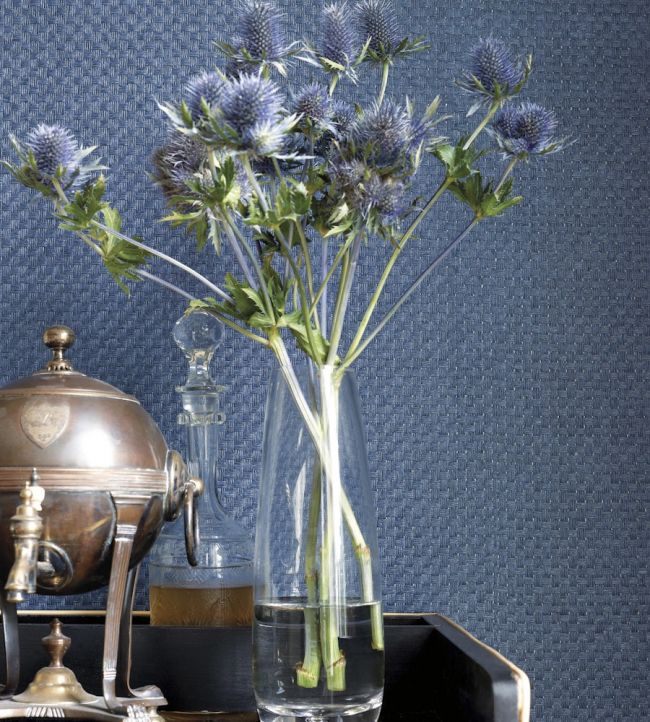 Golden Sachon Basket Room Wallpaper - Blue