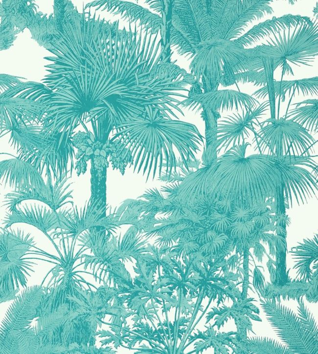 Palm Botanical Wallpaper - Teal 