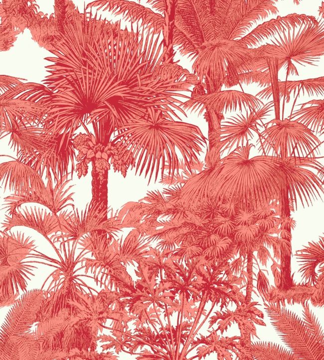 Palm Botanical Wallpaper - Red