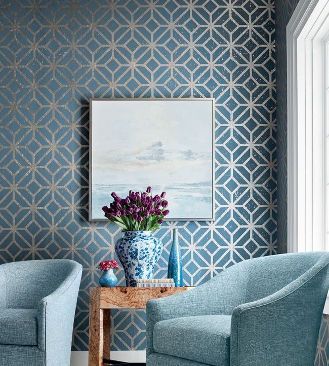 Mamora Trellis Cork Room Wallpaper - Teal