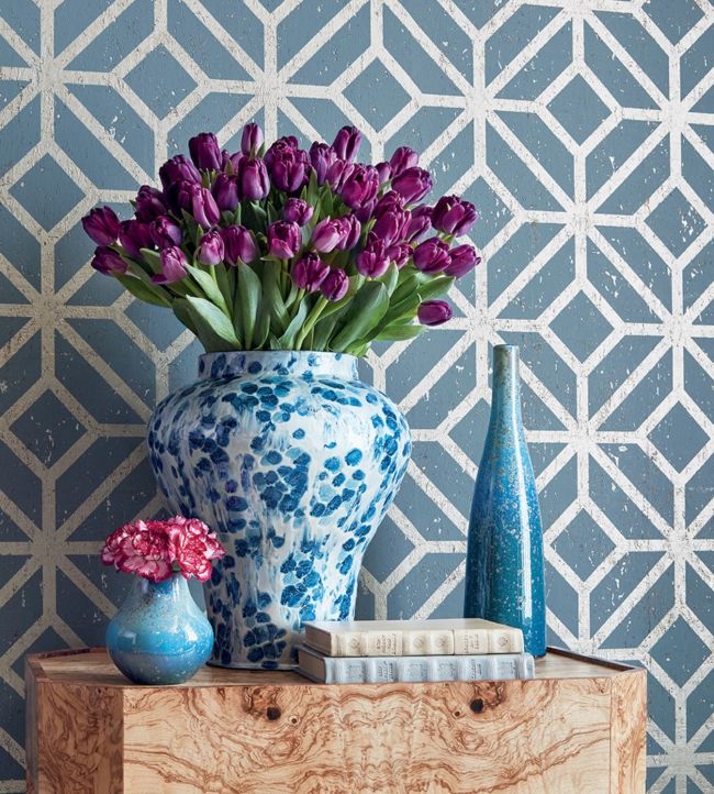 Mamora Trellis Cork Room Wallpaper 2 - Teal