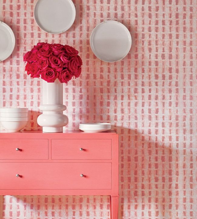 Tessuto Room Wallpaper - Pink