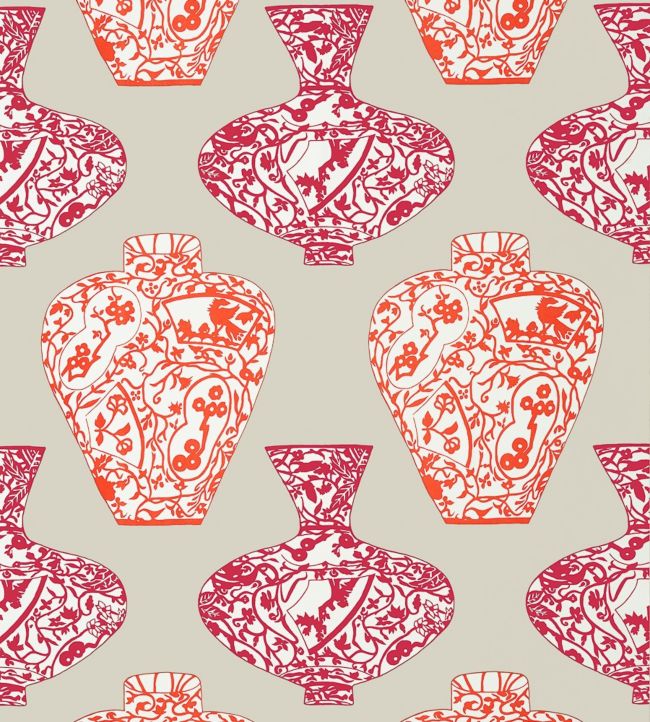 Imari Vase Wallpaper - Pink