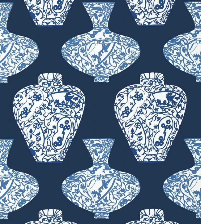 Imari Vase Wallpaper - Blue