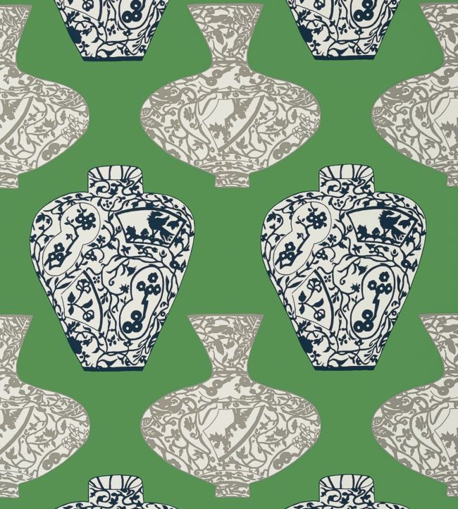 Imari Vase Wallpaper - Green