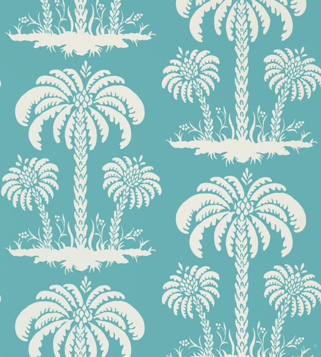 Palm Island Wallpaper - Teal 