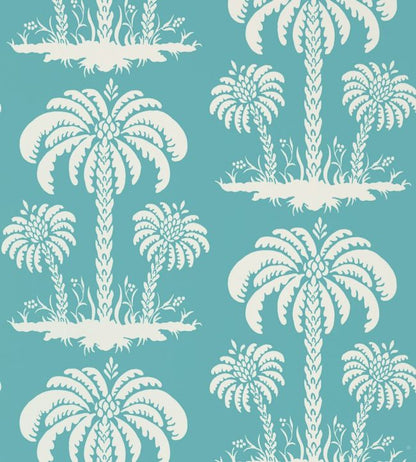 Palm Island Wallpaper - Teal 