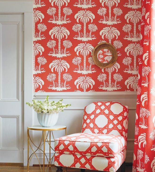 Palm Island Room Wallpaper - Red