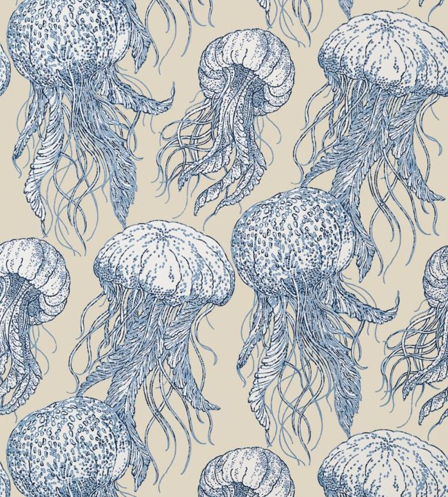 Jelly Fish Bloom Wallpaper - Blue