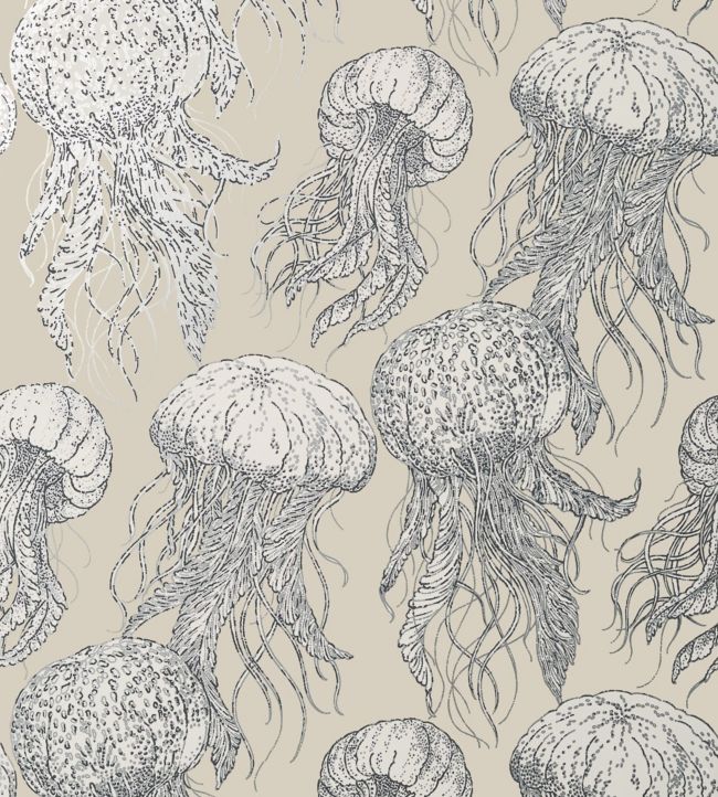 Jelly Fish Bloom Wallpaper - Gray