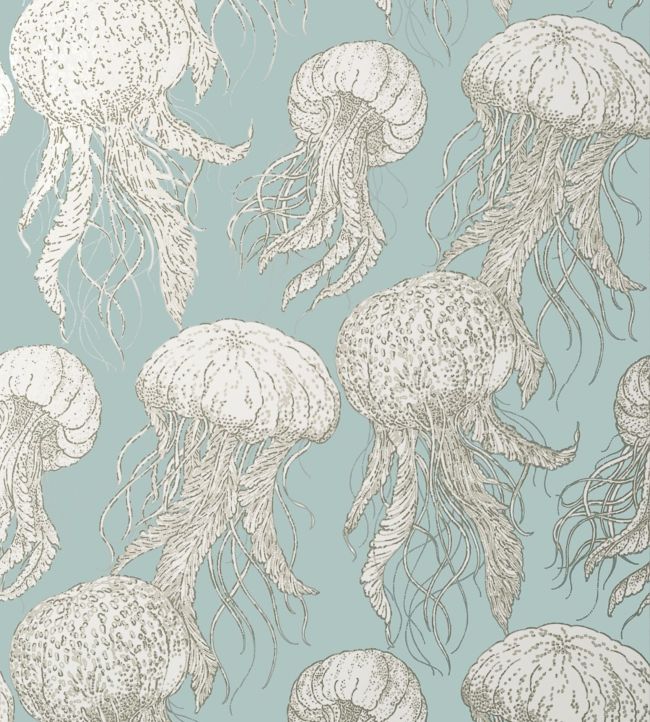 Jelly Fish Bloom Wallpaper - Teal