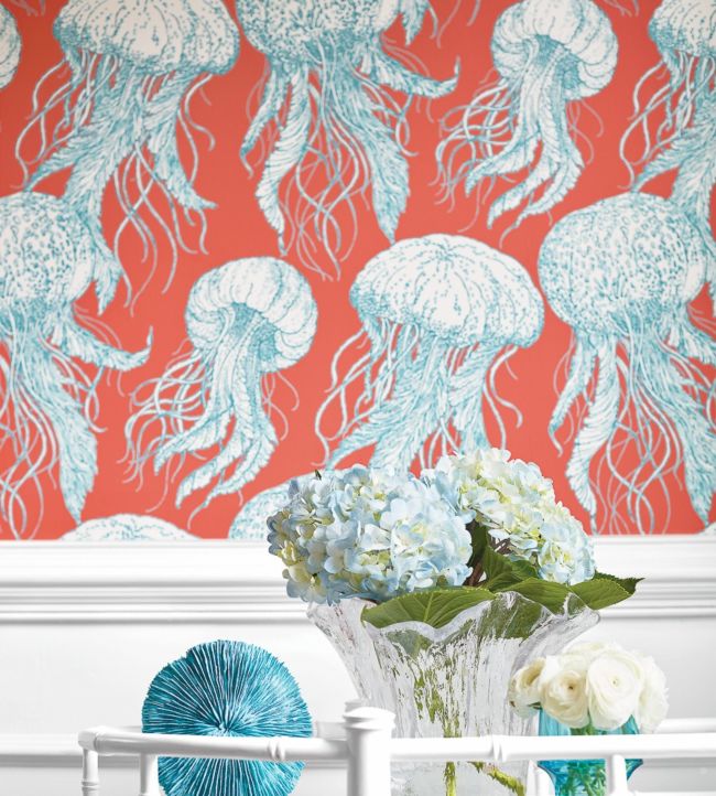 Jelly Fish Bloom Room Wallpaper 2 - Red