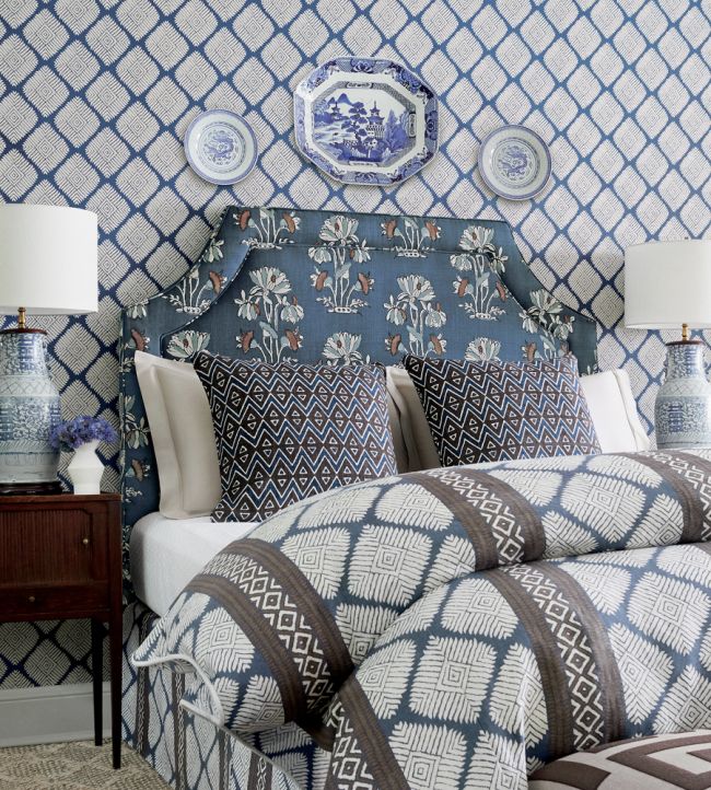 Austin Diamond Room Wallpaper - Blue