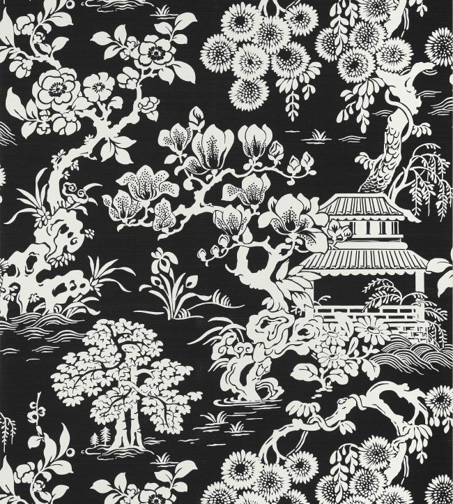 Japanese Garden Wallpaper - Black