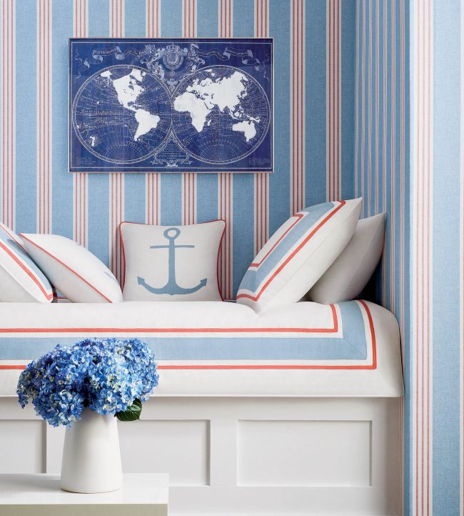 Canvas Stripe Room Wallpaper - Blue