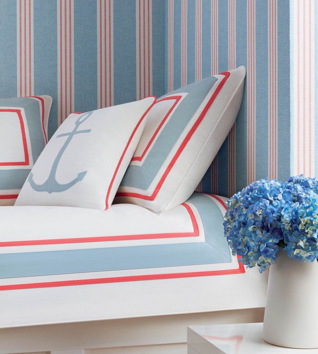 Canvas Stripe Room Wallpaper 2 - Blue