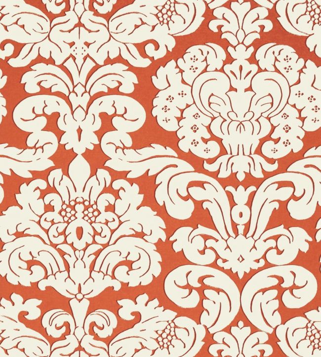 Trelawny Damask Wallpaper - Orange 