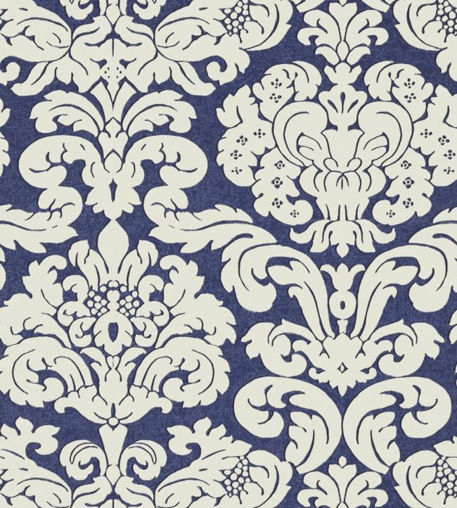 Trelawny Damask Wallpaper - Blue 