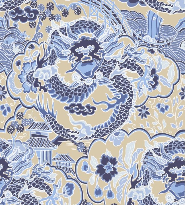 Imperial Dragon Wallpaper - Blue