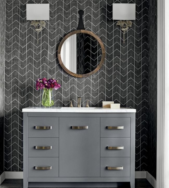 Cordoza Weave Room Wallpaper - Black