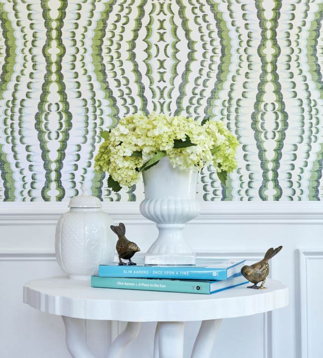 Ebru Room Wallpaper - Green