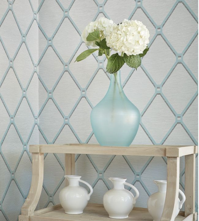 Easom Trellis Room Wallpaper - Blue