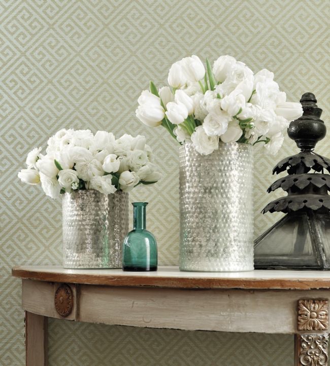 Maze Grasscloth Room Wallpaper 2 - Gray