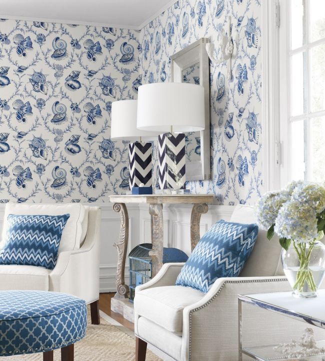 Sumba Shell Room Wallpaper - Blue