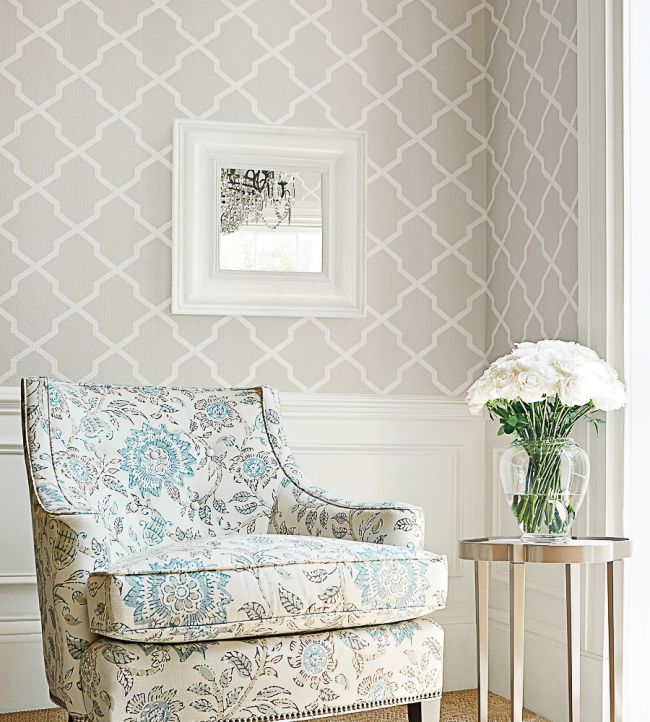 Carolyn Trellis Room Wallpaper - Gray